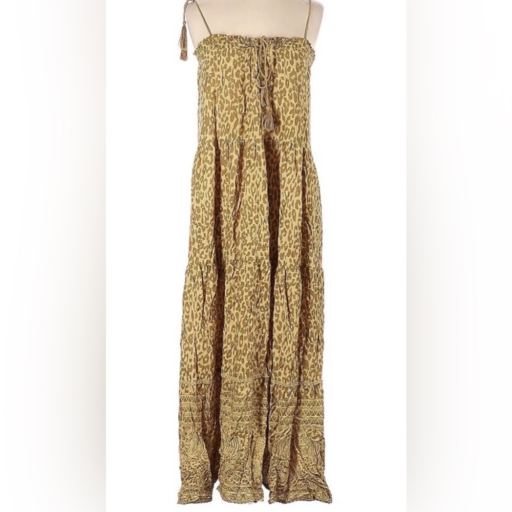 Lance Cade Strappy Midi Dress Safari Leopard Boho Gypsy Lightweight Size Small